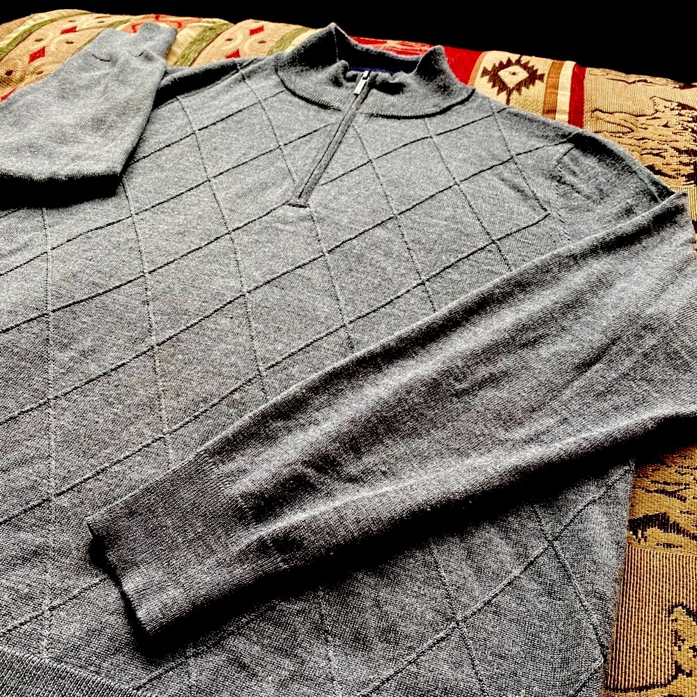 Brooks Brothers Merino Wool 1/4 Zip Sweater Gray L